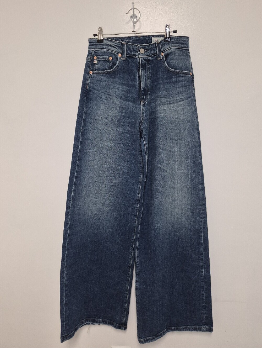 AG Adriano GoldSchmied Deven High Rise Ultra Wide Leg Italian Fabric Jeans sz 26